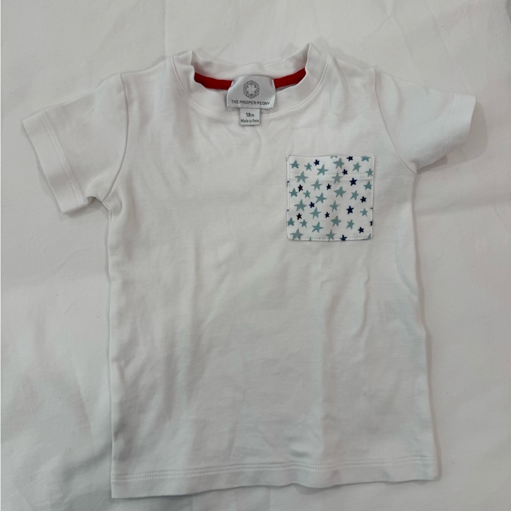 NWOT White T-Shirt with Star Pocket